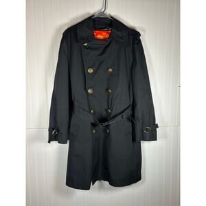 VTG Harbor Master black 100% wool lined trench coat John Weitz Sz 40 R